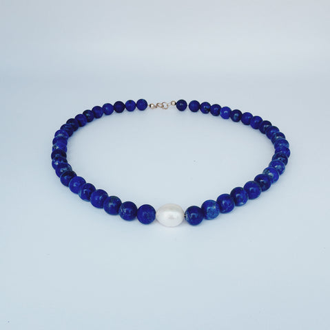 Lapis lazuli & pearl necklace